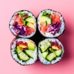Fresh poke burrito with tuna, avocado, and sushi rice.